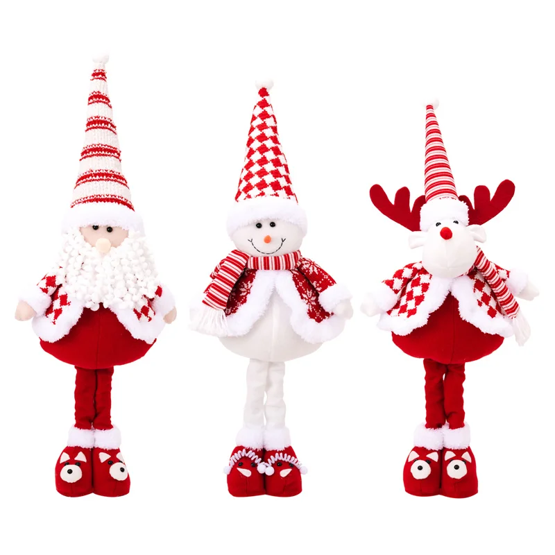 1 Pcs Christmas Decoration Dolls Retractable Santa Claus Standing Plush Ornament Christmas Snowman Elk Decoration Ornament