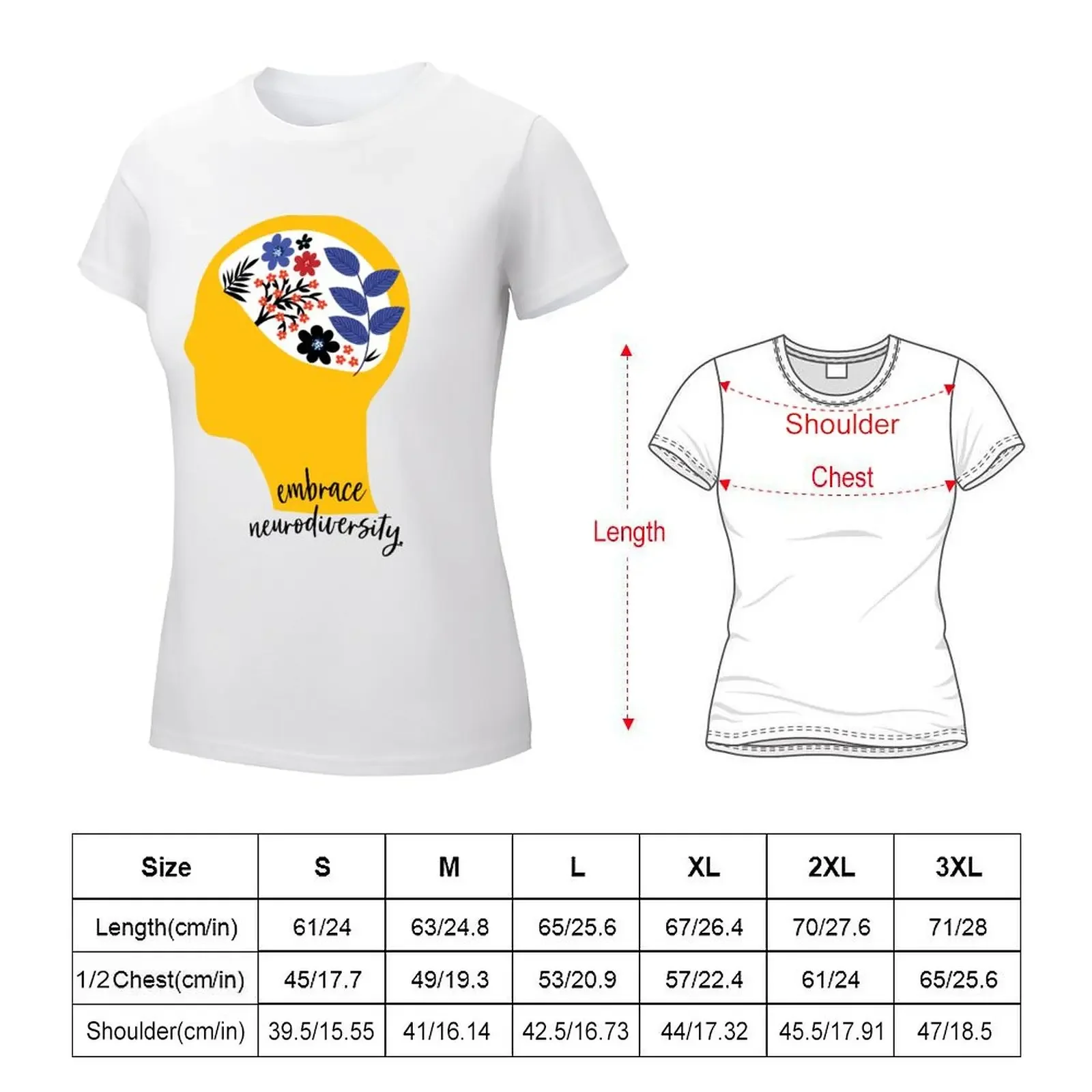 embrace neurodiversity T-shirt lady clothes female Top Women