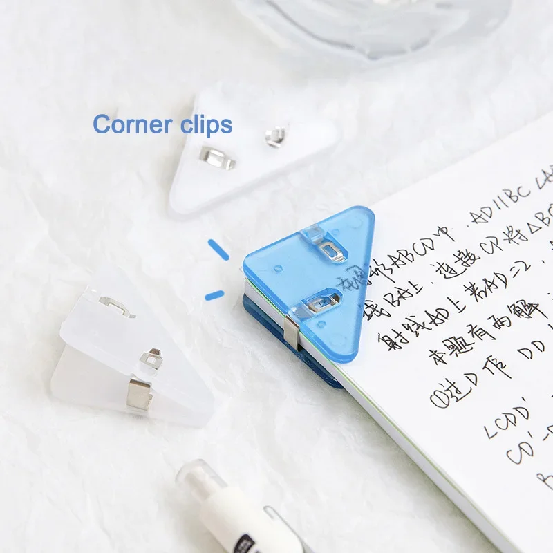 5pcs Mini Color Corner Clips Set Transparent & Solid Colorful Page Holder Paper Clip Clamp File Index Photo Office School