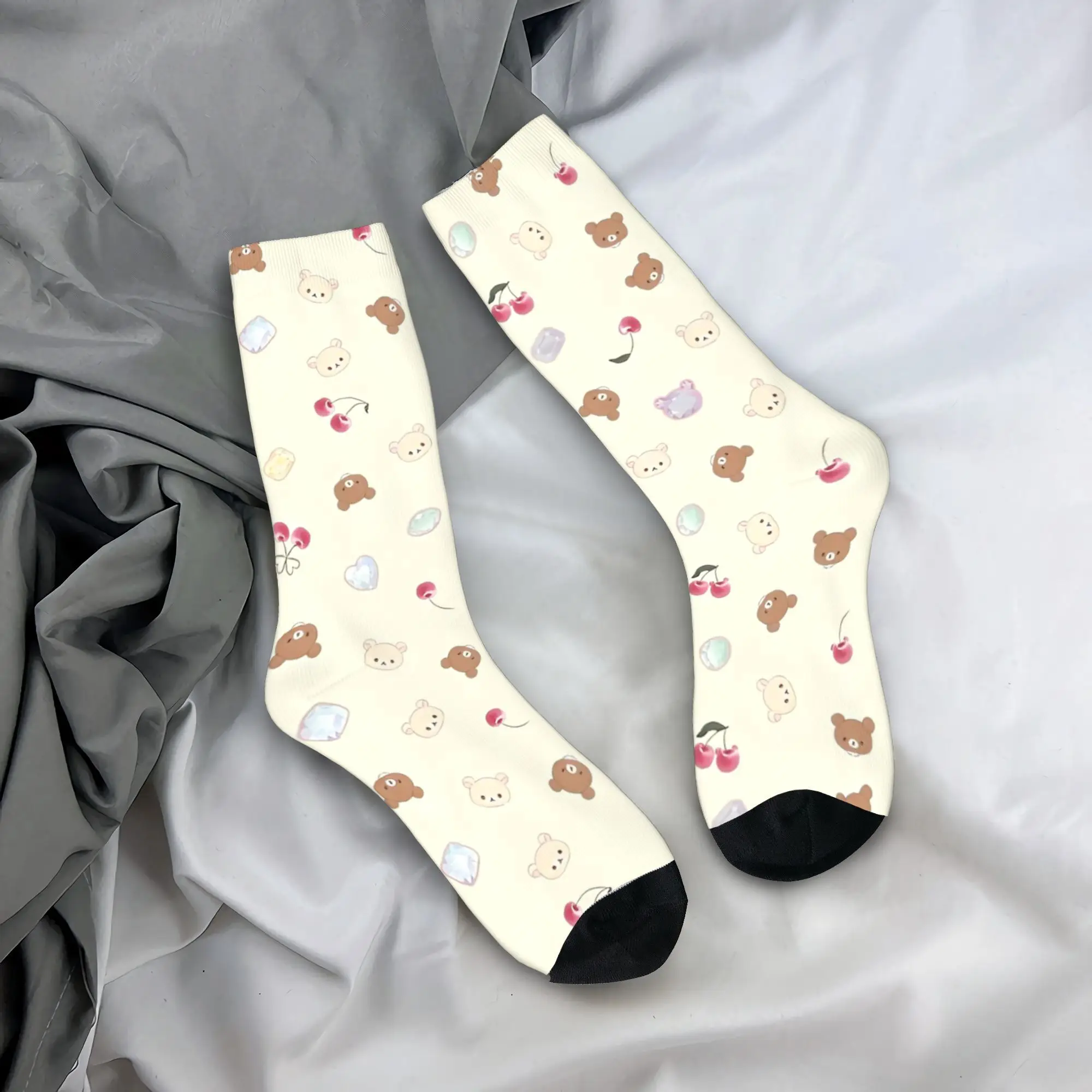 

Забавные мужские носки Happy, повседневные носки Rilakkuma с героями мультфильмов, спортивные женские носки из полиэстера, весна-лето, осень-зима