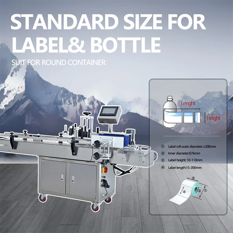 آلة وضع العلامات اللاصقة الجافة ذات الزجاجات المستديرة الأوتوماتيكية MT-200 مع التحكم PLC لجرة النبيذ الزجاجية للمشروبات وتعبئة صلصة التجميل