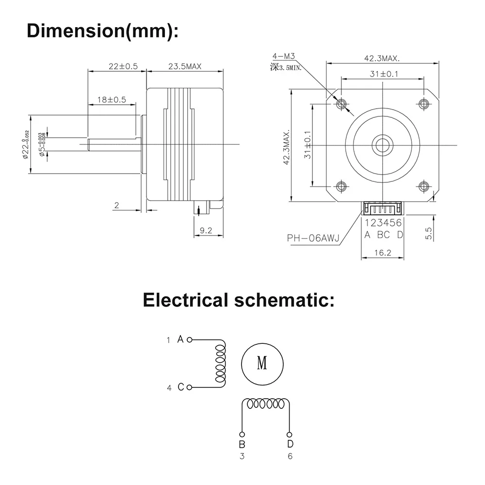 3D-Druckerzubehör Titan Extruder Titan42 Schrittmotor 17HS4023 Mikromotor Graviermaschine
