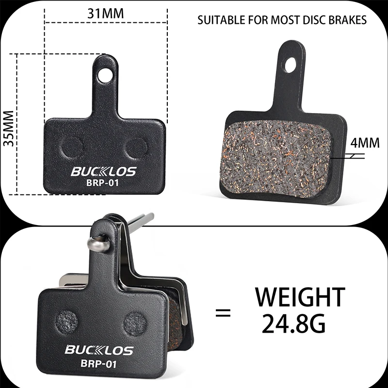 BUCKLOS Fit B01S Disc Brake Pad Resin Semi-metallic Ceramic Bicycle Pads Bike Hydraulic Brakes Pads for SHIMANO MT200 MT400