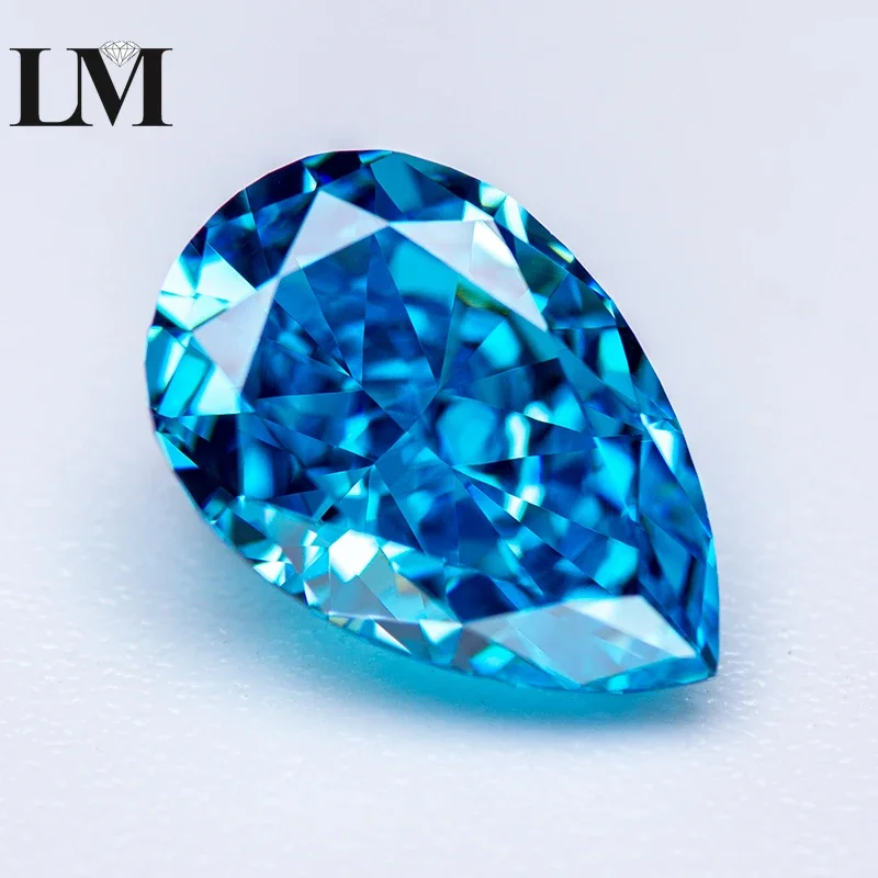 

Cubic Zirconia 5A Grade Aquamarine Color Pear Shape 4k Crushed Ice Cut Lab Zircon Stones For Women Jewelry Making Materials