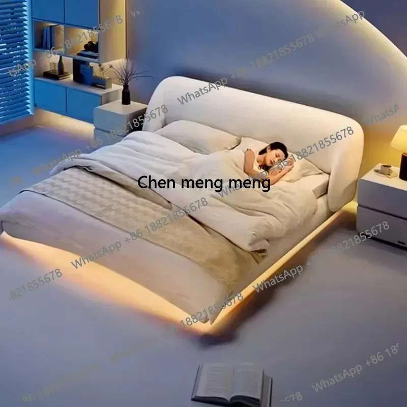 Cama Doble de Diseño Postmoderno, Estilo Simple, Estilo Playa, Estilo Nórdico, Estilo Japonés, Mueble Único