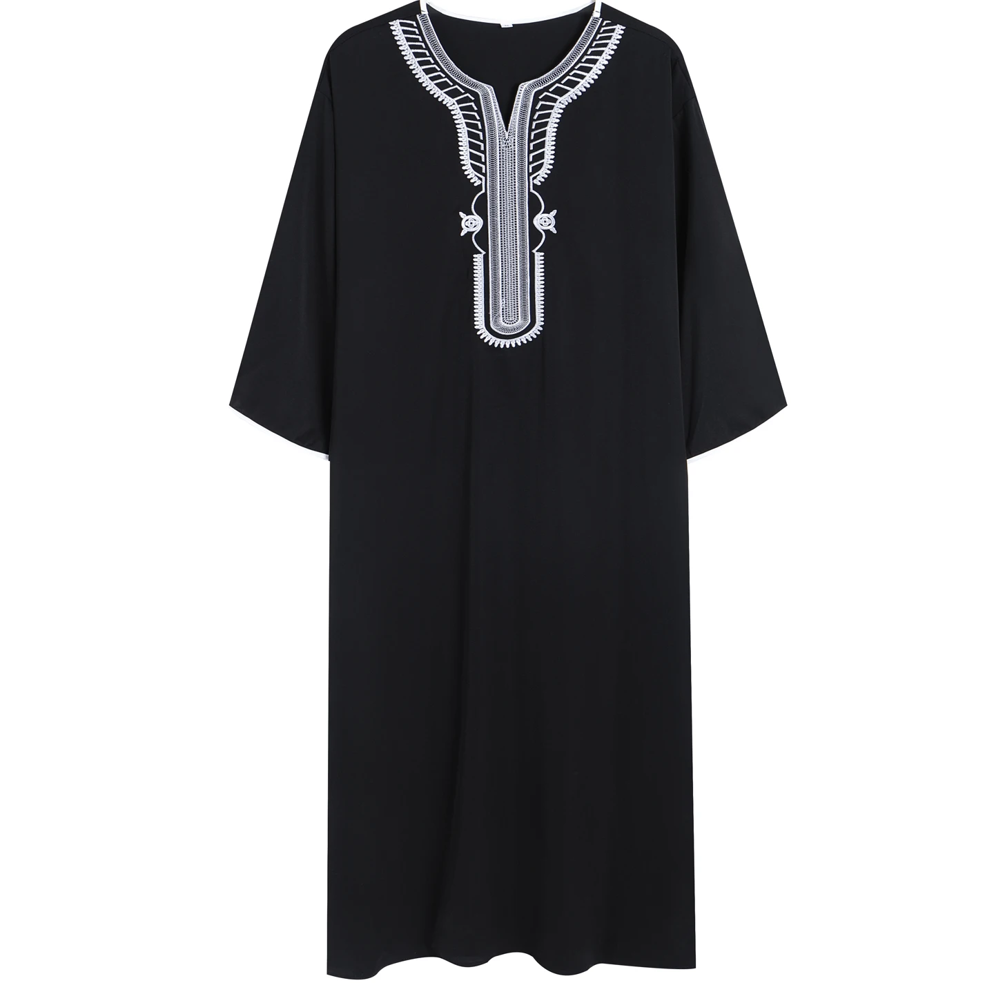 رداء رجالي عربي مسلم نمط عرقي مطرز على الطراز المغربي كاجوال تقليدي إسلامي ثوب طويل ثوب صلاة #6