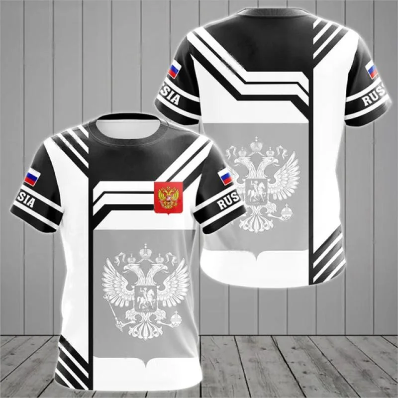Men short sleeve crew neck graphic t‑shirt, bear eagle badge flag torn seam patchwork design top for daily outing casual wear