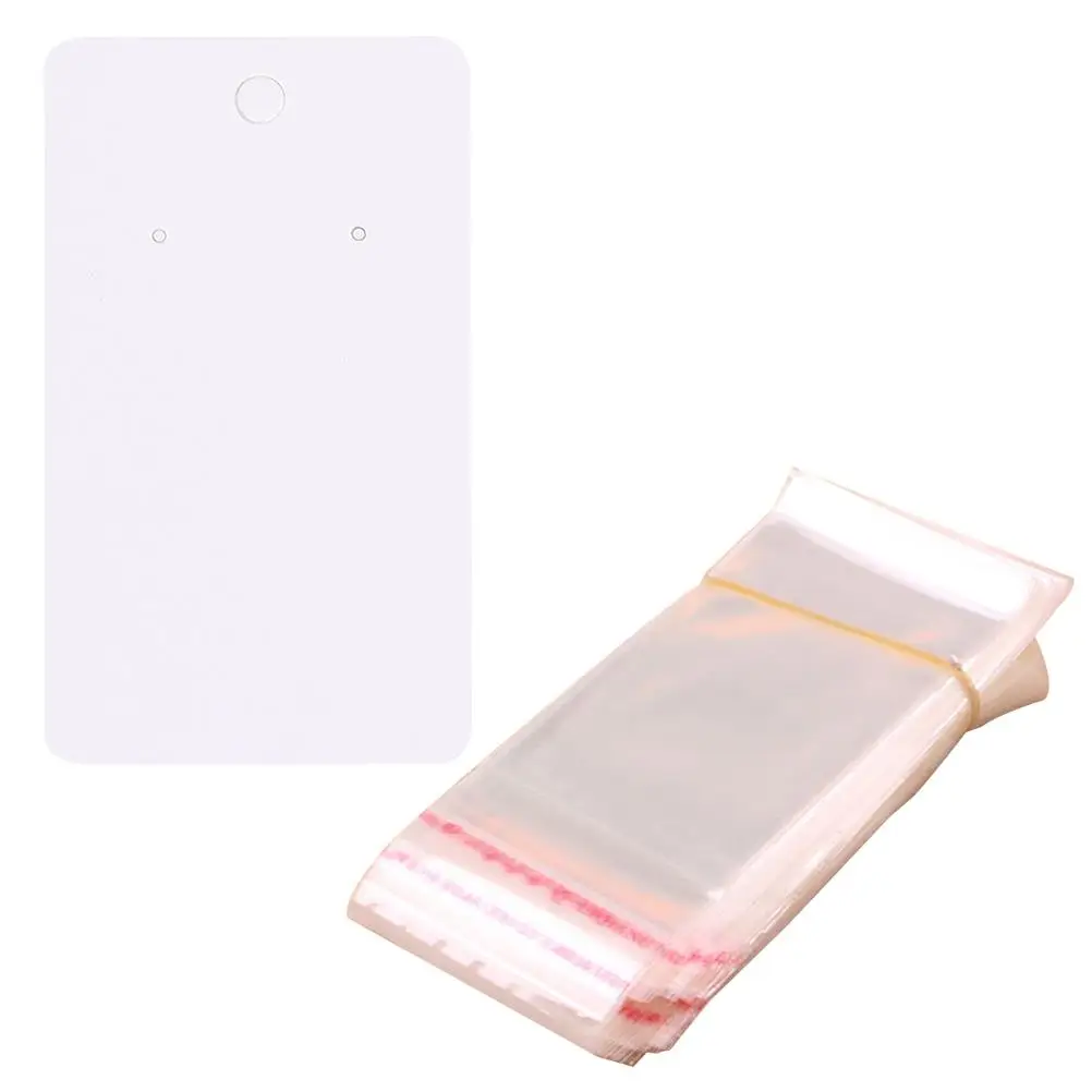 

400 Pcs Cards Self Adhesive Bags Jewelry Display Packaging 200 Earring Holder Sets Pre Cut Holes Storage Gifts