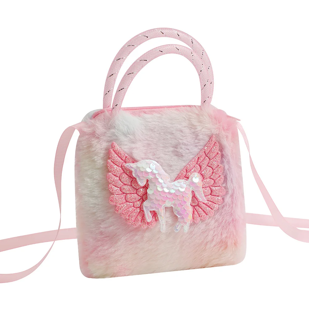 Sac à bandoulière en peluche de dessin animé Nairobi Orn pour enfants, sac carré portable pour filles de la maternelle, portefeuille zéro