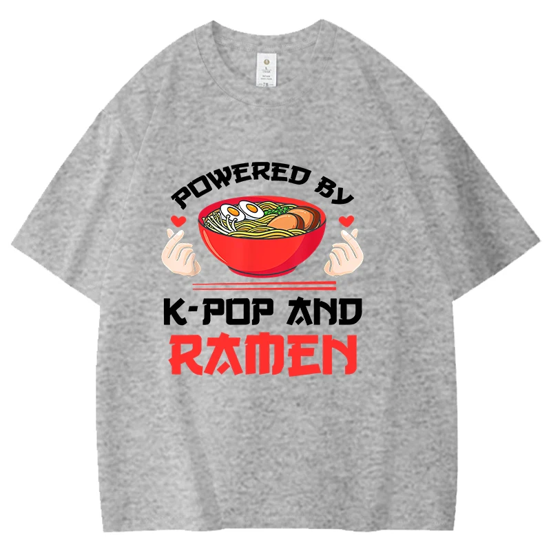 Camiseta de algodón de manga corta con estampado de moda coreana Wave Lamian Noodles Lovers, estilo Hip Hop, para hombre y mujer, informal, fresca, para exteriores, K-POP