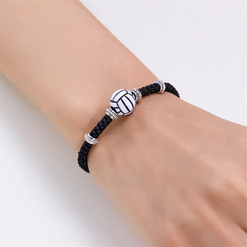 Newest Football Volleyball Basketball Baseball Bracelet For Women Woven Rope Tennis Rugby Bracelet Sports Jewelry
