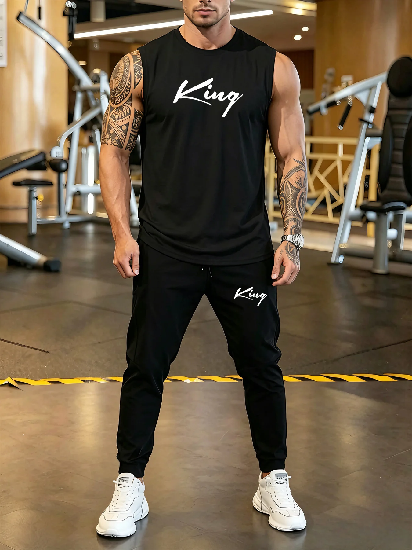 

Summer fashion men's printed breathable comfortable round neck T-shirt and pants set outdoor casual wear