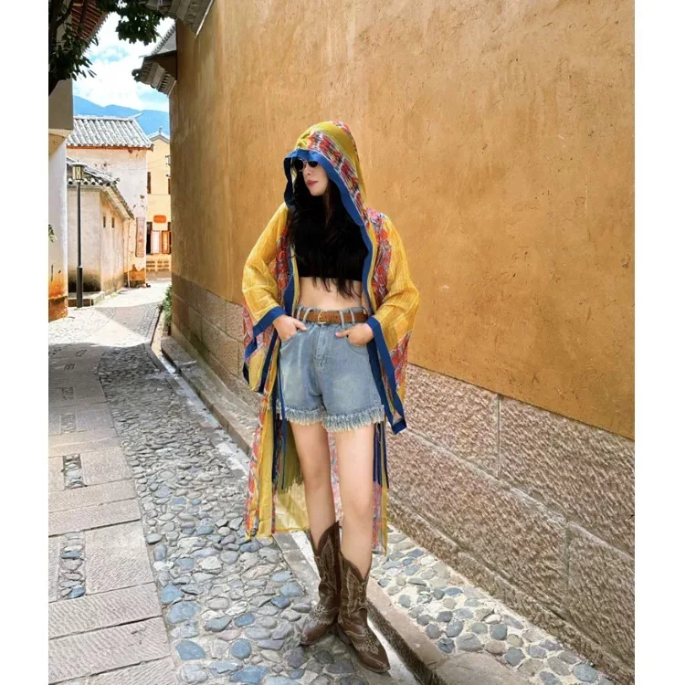 Национальная прозрачная накидка для бикини, женская пляжная накидка, кружевное летнее женское классическое платье в стиле бохо, праздничная пляжная одежда с капюшоном для путешествий