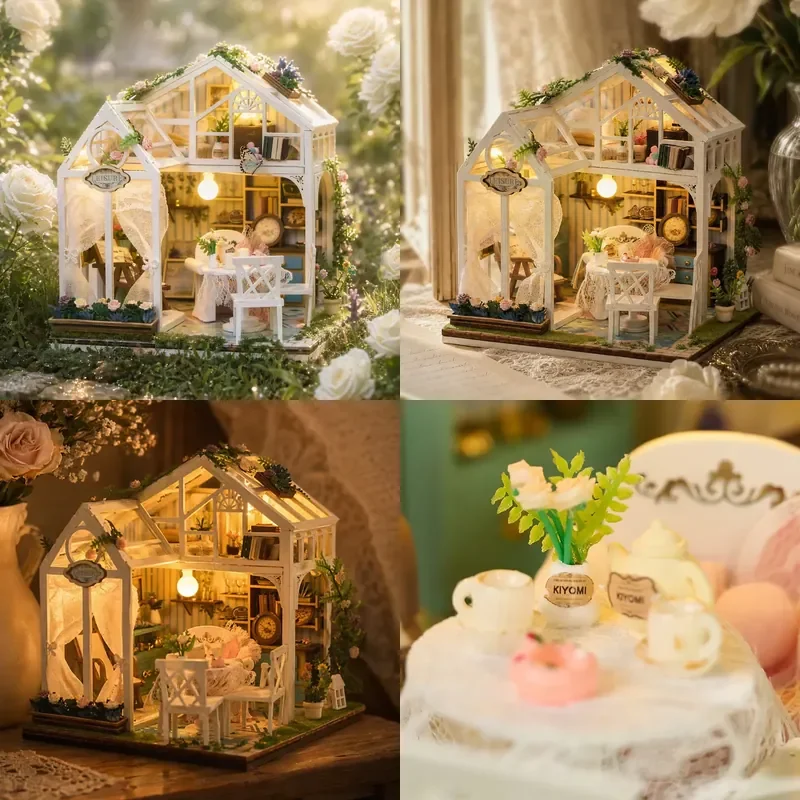 DIY Wooden Floral Retreat Flower Cottage Figurines Miniatures Kits Magic Casa for Friends Birthday Gifts Home Decor Crafts