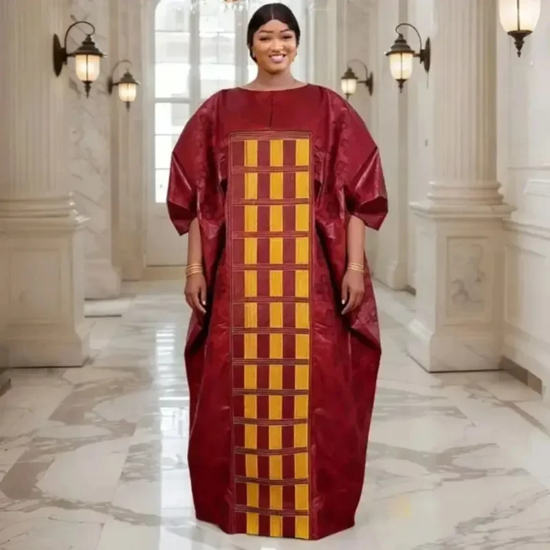 

plus Size African Dashiki Gown for Women Traditional Bazin Embroidery High Quality Wedding Evening Party Dress 2026
