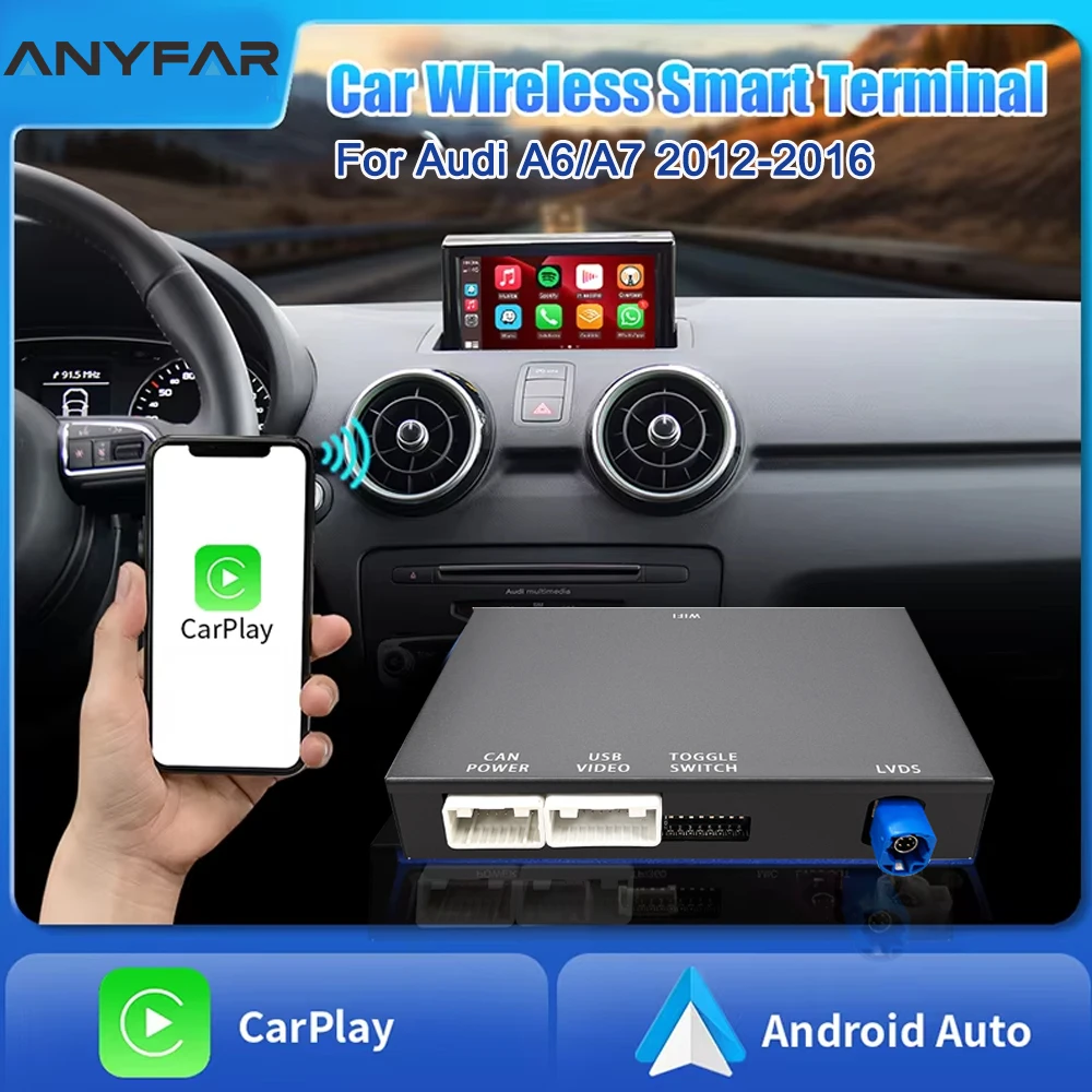 Wireless CarPlay for Audi RMC A6 A7 MMI RMC 2012-2016 Car Play Android Auto Mirror-Link Retrofit Box Support Rear/Front Cameras