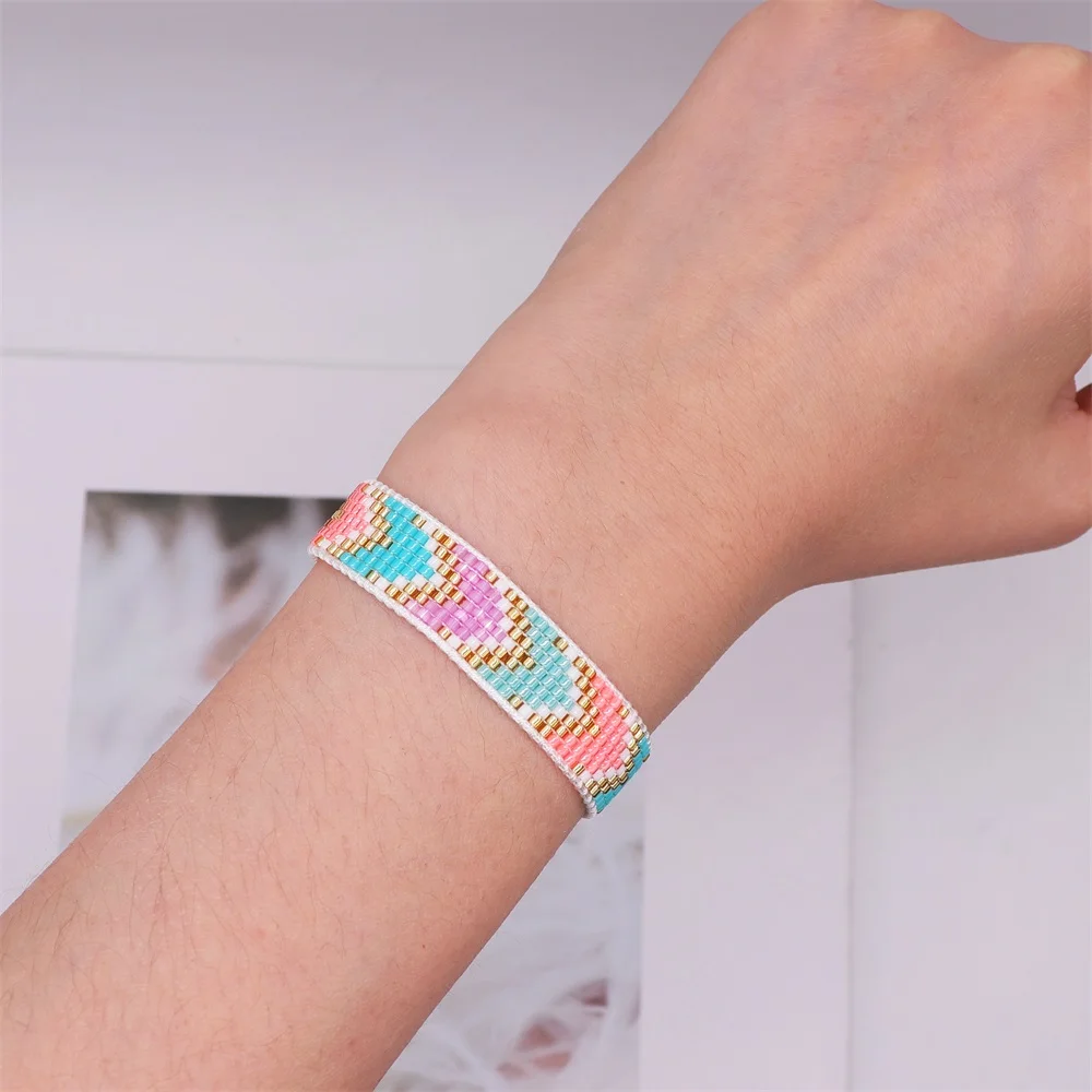 

BLUESTAR Fashion Ethnic Loom Bracelets Jewelry Colorful Geometric Pattern Adjustable Miyuki Beads Bracelets for Women