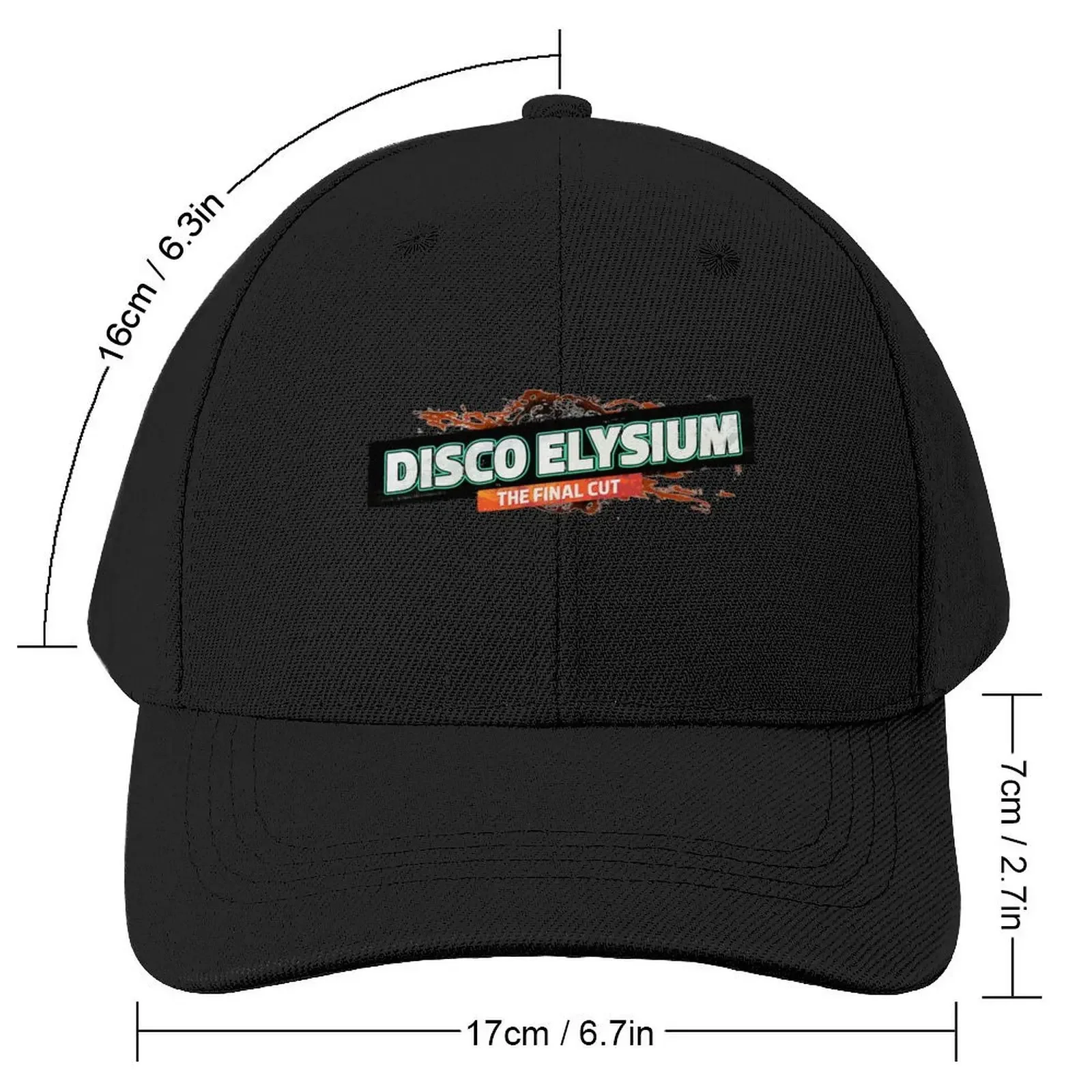 retro letter disco elysium Baseball Cap Luxury Brand Big Size Hat Men's Women's