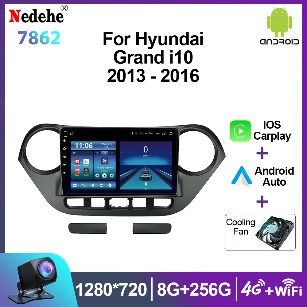 

2 Din Car Radio Android 13 all in one for Hyundai Grand I10 2013-2018 Multimedia Player GPS Navigation Carplay Stereo Head Unit