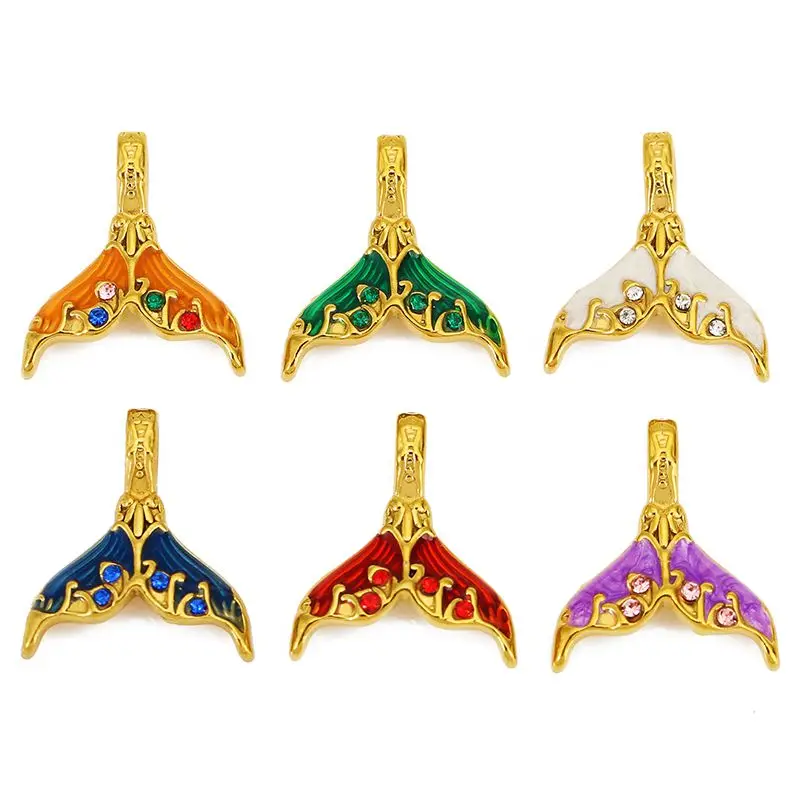 

3pcs Stainless Steel 3D Colorful Mermaid Tail Charms SeaStyle Fishtail Charm for DIY Earring Necklace Jewelry Making Accessories