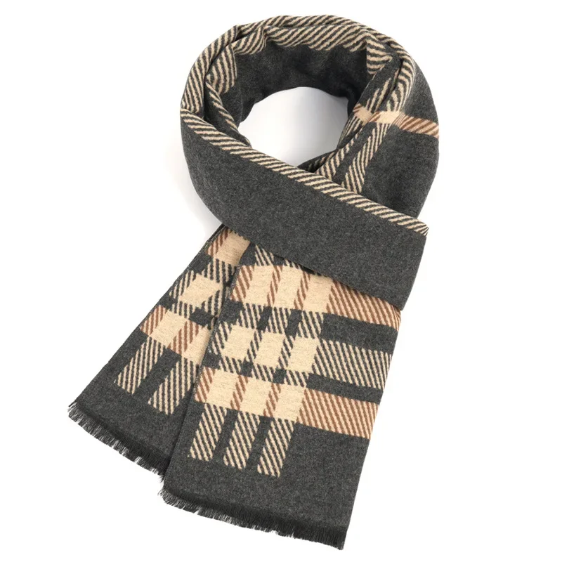 Fashion Business Classic Men Scarf Winter Autumn Simple Soft Thermal Mufller Female Imitation Cashmere Versatile Plaid Shawl