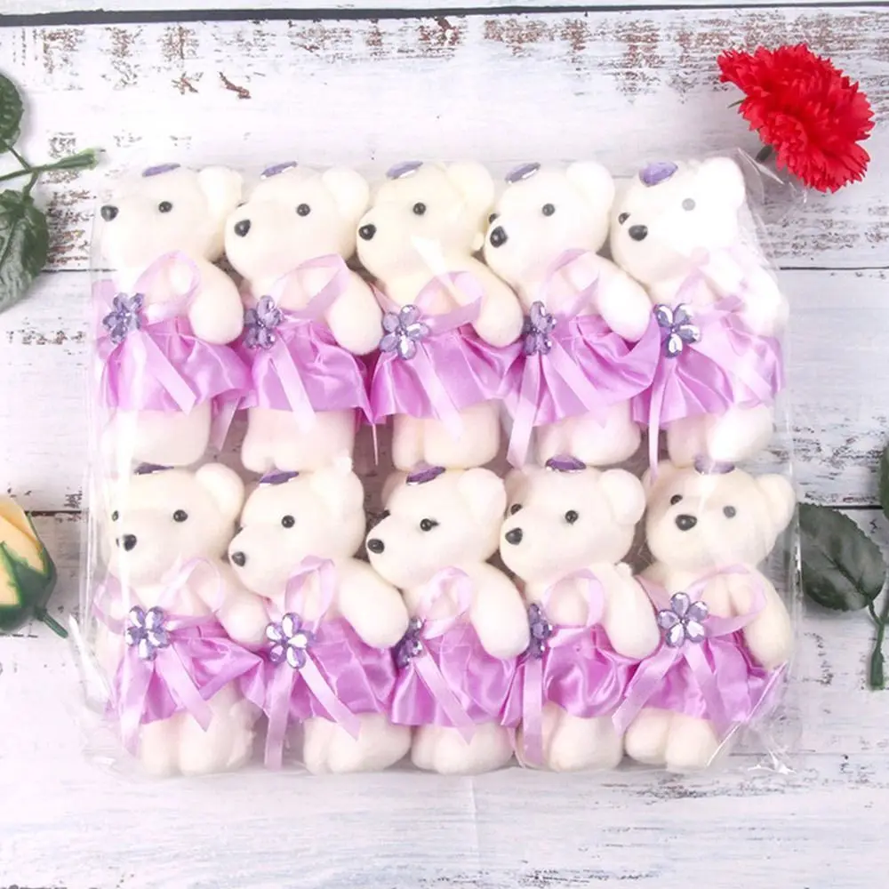 10개/세트 새로운 만화 곰 인형 귀여운 부드러운 곰 부케 액세서리 창의적인 봉제 곰 인형 졸업 발렌타인데이 선물