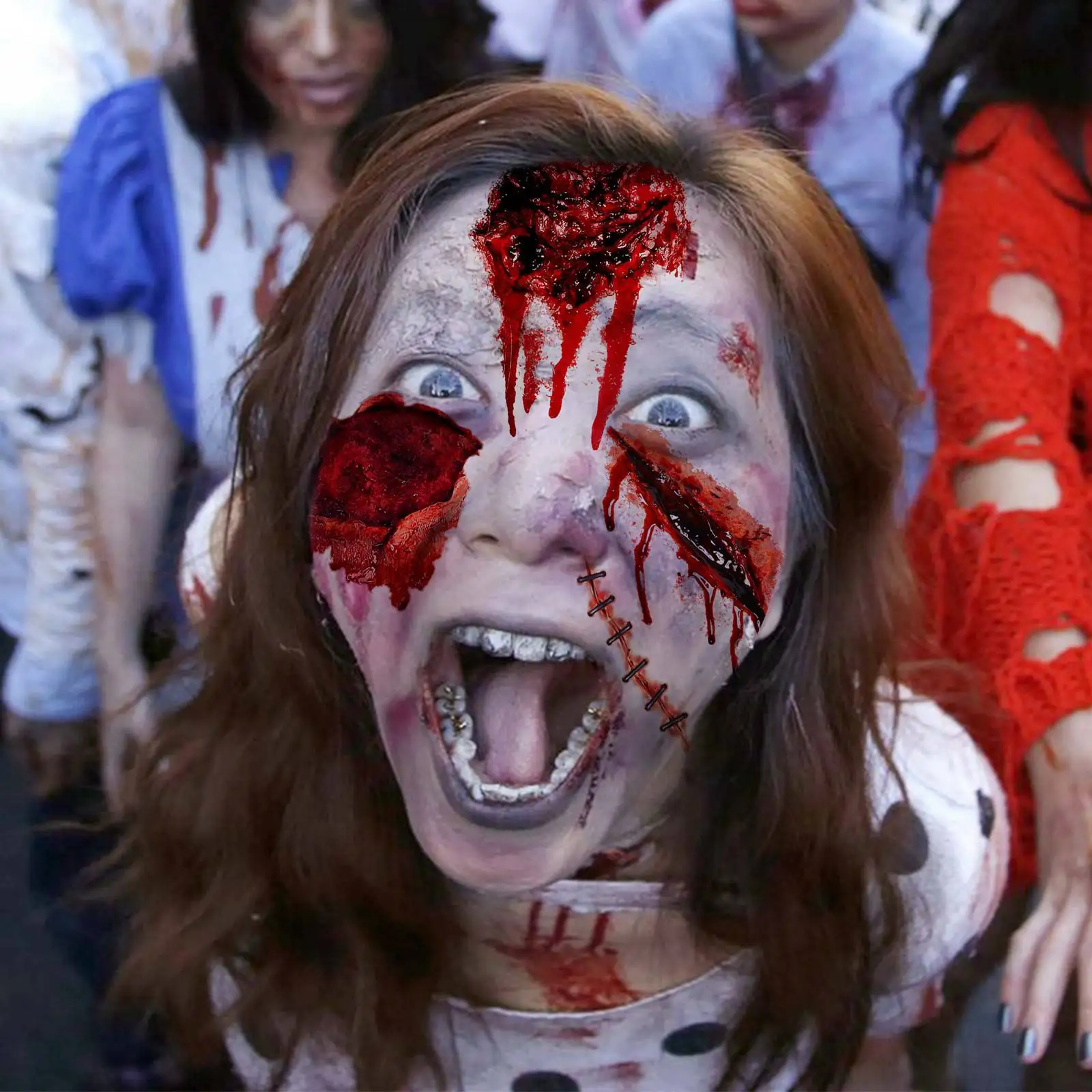 9 أوراق وشم مؤقت للندبات الدموية المخيفة والخدش للرجال والنساء والكبار في الهالوين #4