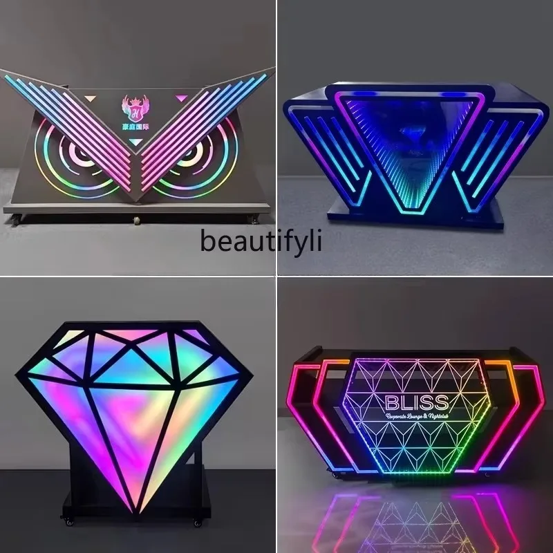 Bar dj table disc player table shelf luminous mobile custom party ktv nightclub stainless steel dancing disc table