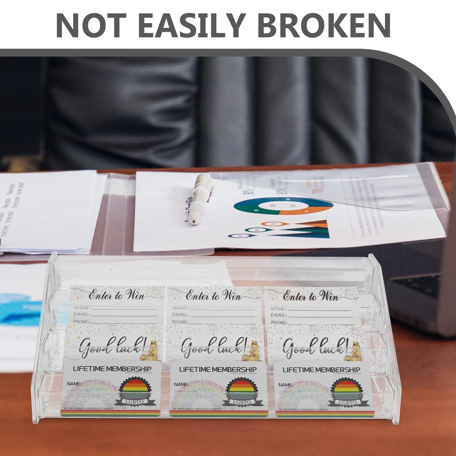 Stojak na kartki okolicznościowe z przezroczystego akrylu, 1-poziomowy, na pocztówki, lakier do paznokci, szminkę, perfumy, ekspozytor, organizer na ladę.