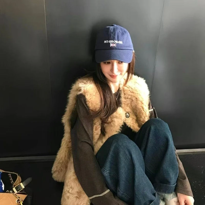 Japan Vintage Plush Vest Jacket Women Fashion Autumn Sleeveless Single Breasted Outerwear Casual Streetwear Loose Warm Coat Tops
