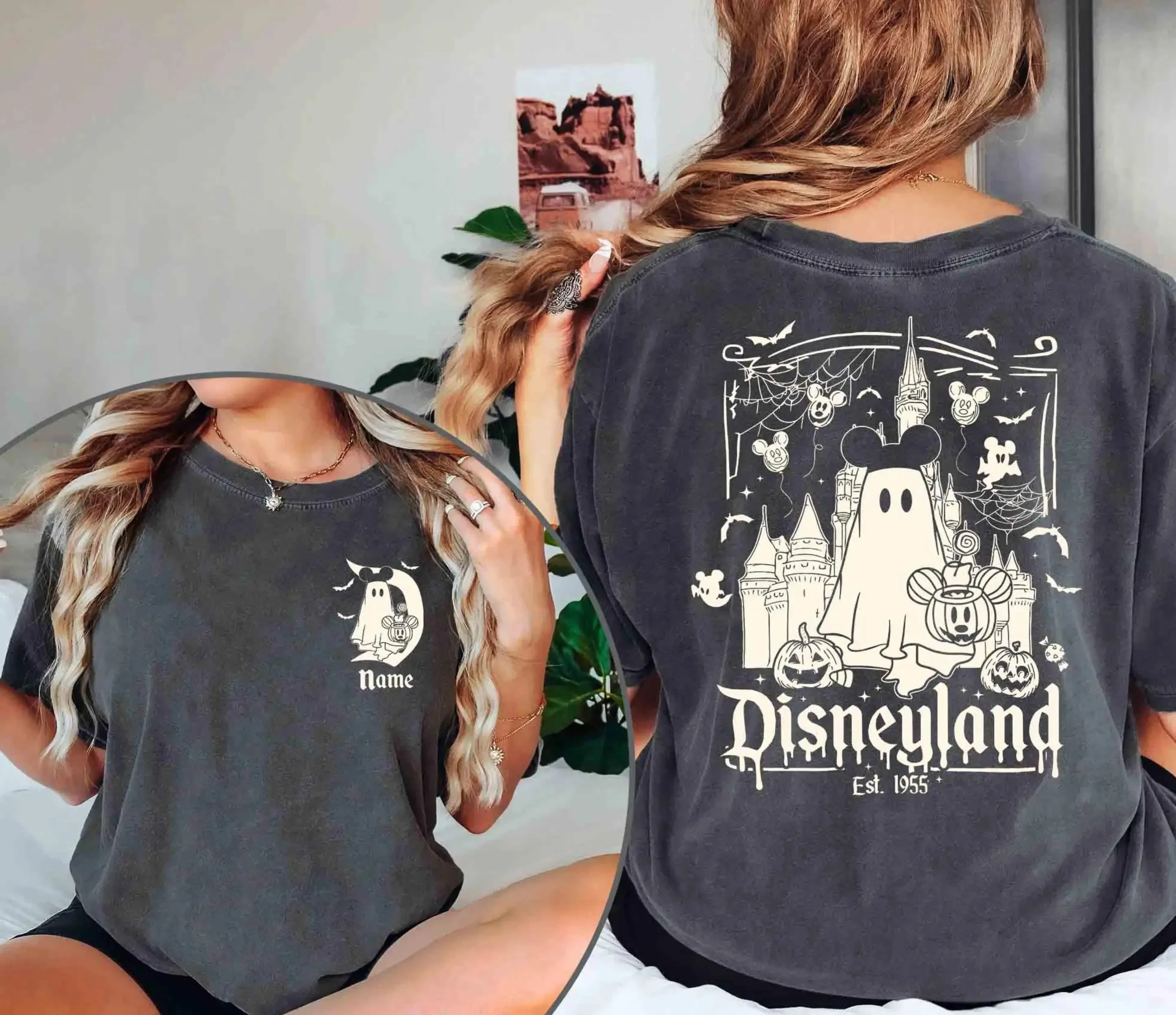 

Halloween Disneyland Pumpkin T-shirt Vintage Comfort Colors Men Women Oversized Shirts Disney Mickey & Friends Halloween Shirt