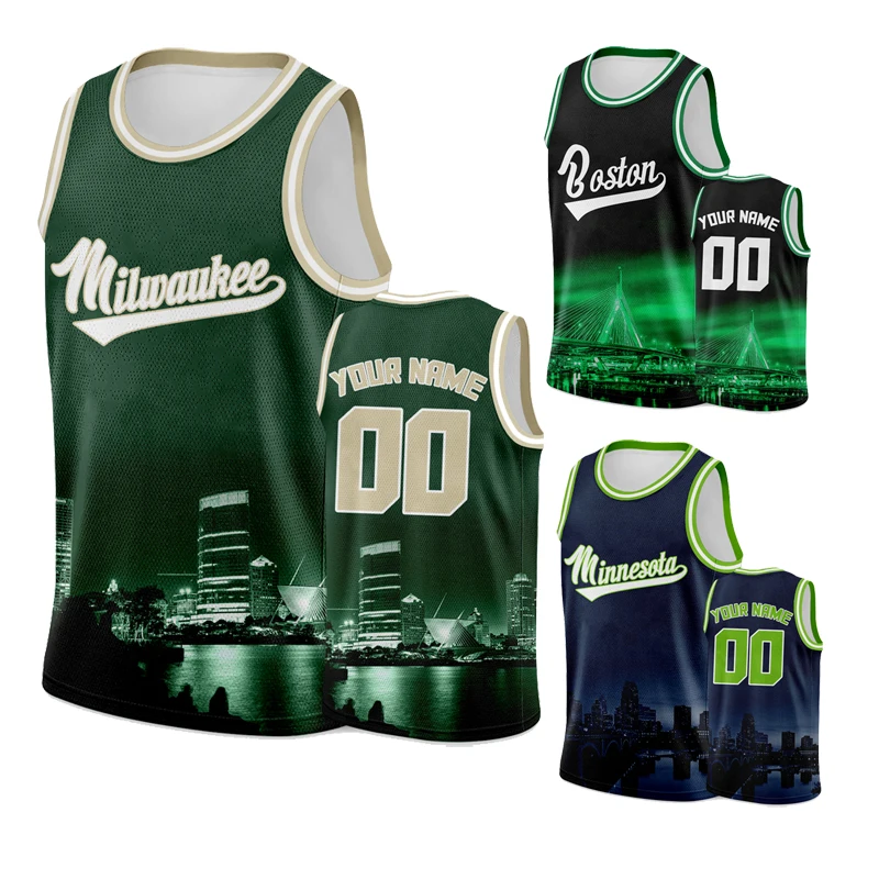 Green Boston Basketball Jersey Men Personalized Custom Team Blouses Basket Top Shirt Milwaukee Sleeveless Tshirts Design