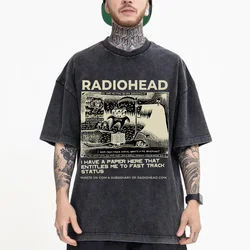 Radiohead T Shirt Men Vintage Classic Tees North America Tour Rock Boy Camisetas Hombre Hip Hop Street Wash Cotton Oversized Top