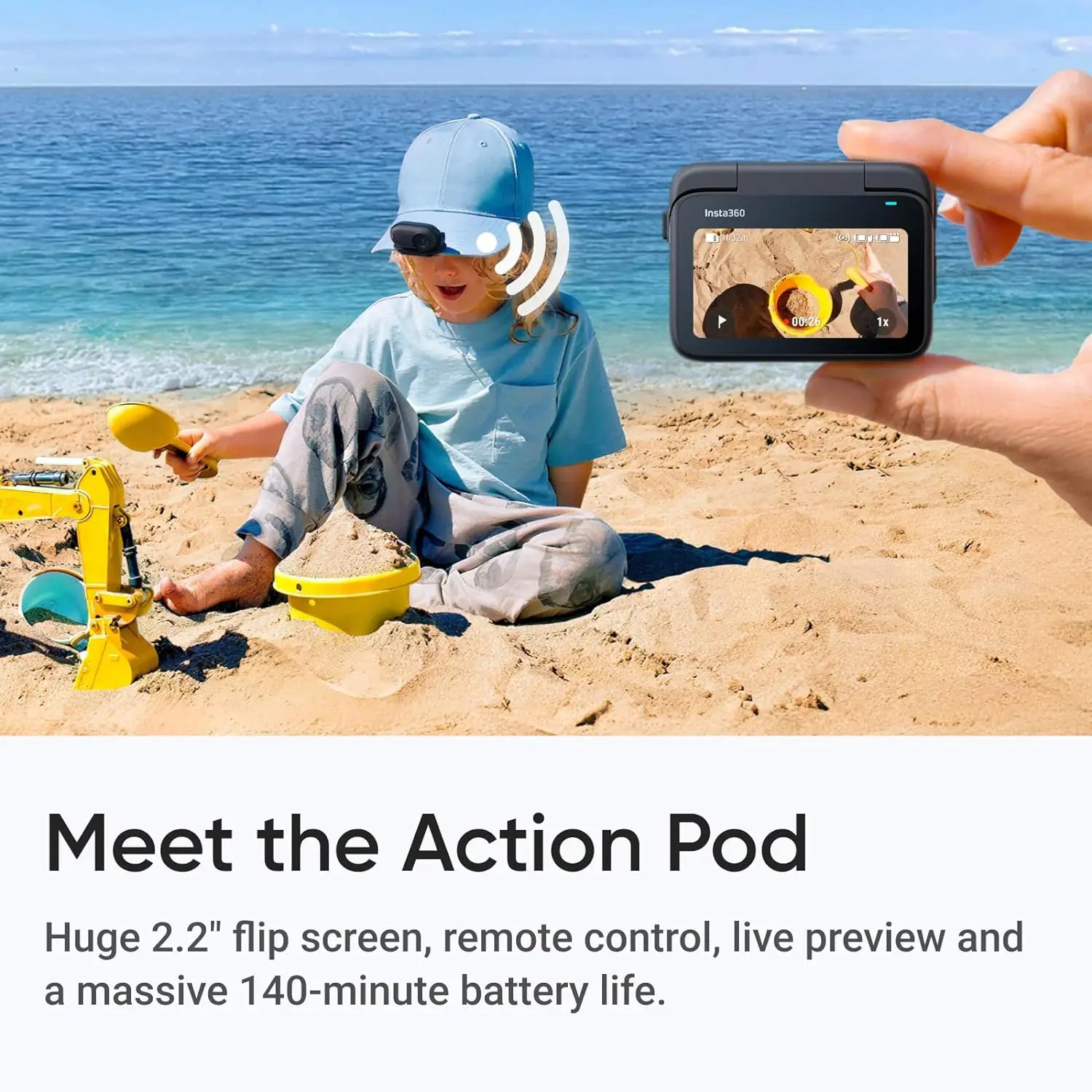 Insta360 GO 3S 4K Tiny Portable Vlogging Camera,Hands-Free POVs,Mount Anywhere,Stabilization,140 Min Battery Life,10m Waterproof