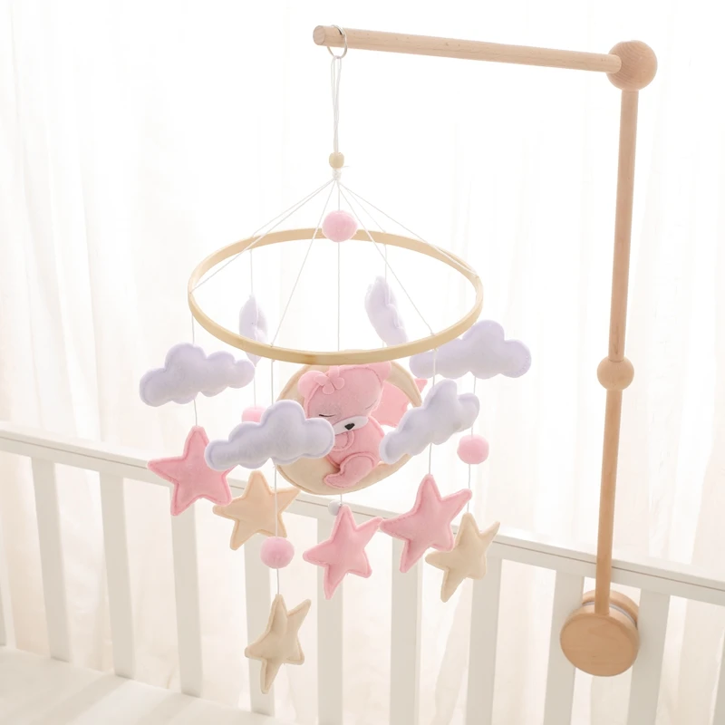 Baby Rattle Toy 0-12 Months Bed Bell Bracket Wooden Mobile Newborn Crochet Bed Bell Hanging Toys Holder Bracket Infant Crib Toy