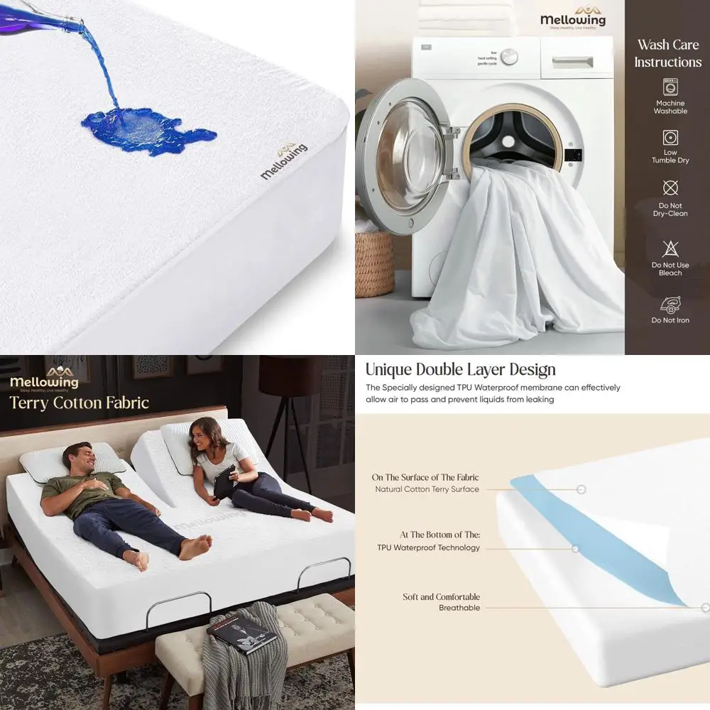 

Ultra Soft Waterproof Breathable Cal King Mattress Protector for Adjustable Beds - Fits up to 18 Deep Pockets