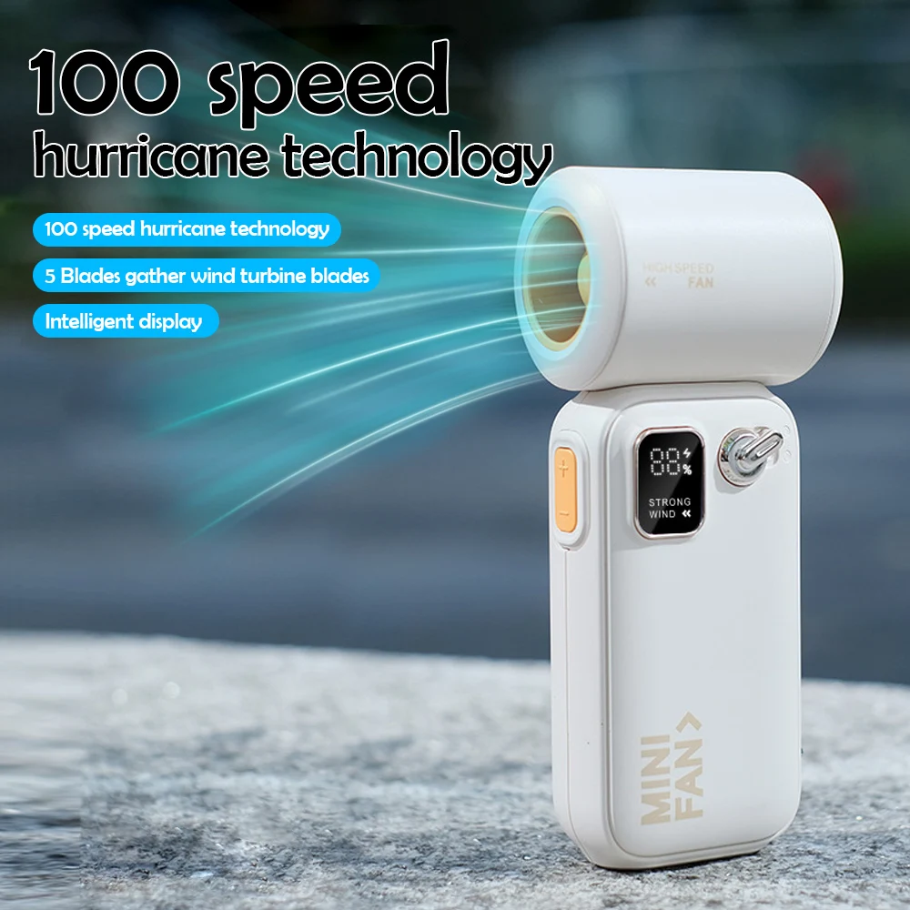 2025 novo mini ventilador de potência turbo portátil 10 m/s velocidade do vento 3600mah usb recarregável ventilador de alta velocidade ventilador violento mini design de bolso
