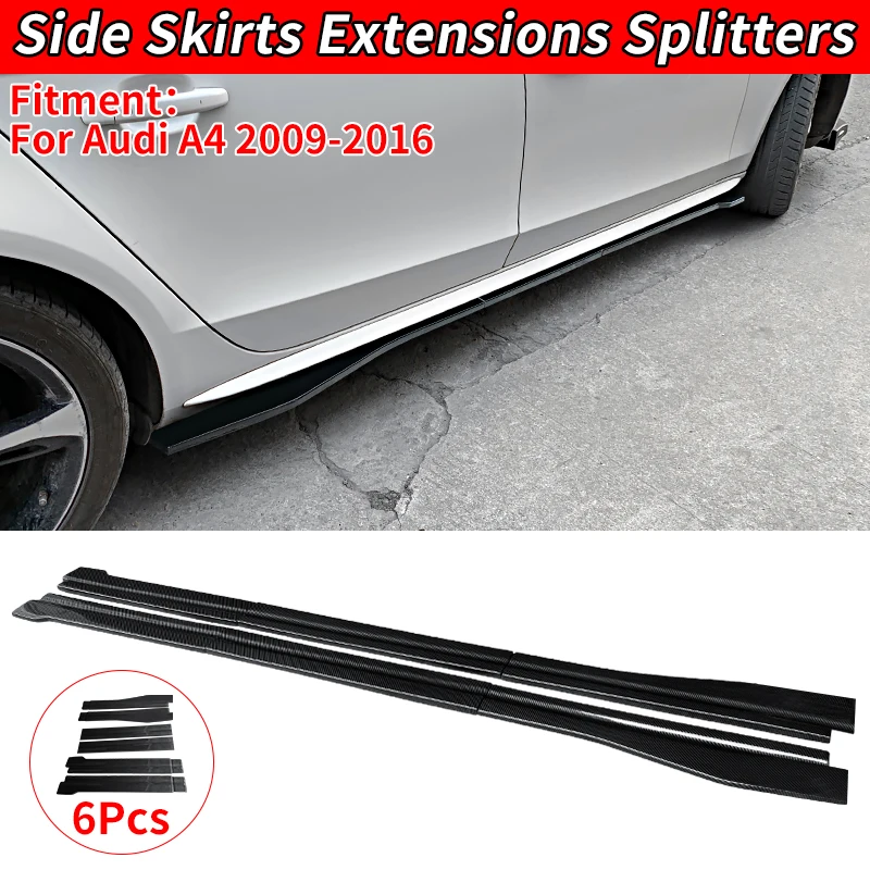 

Suitable For Audi A4 2009-2016 Left/Right Door Skirt Molded Lower Rocker Panel Auto Carbon Fiber Look Anti-Collision Accessories