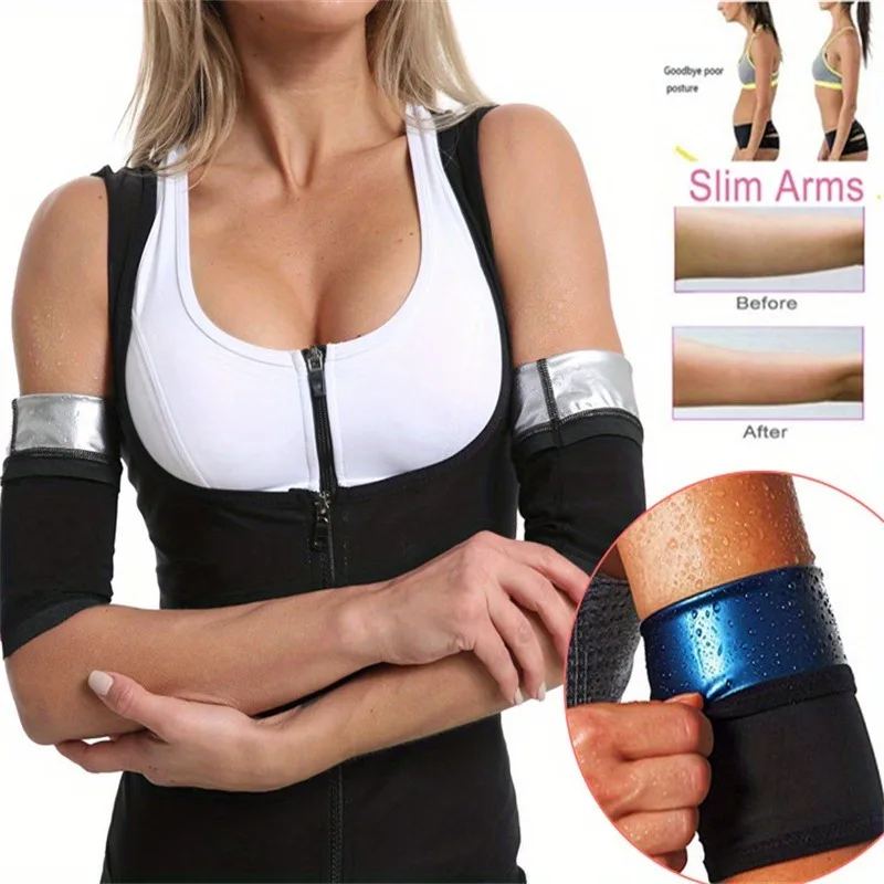 1 Pc Solid Color Sleeve Weight Loss Sweat Fitness Sleeve Workout Arm Shaper Sleeve For Women