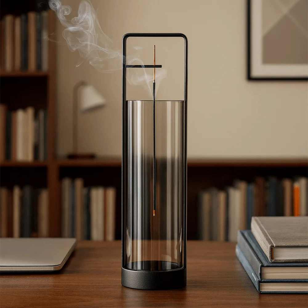 

Современный держатель для благовоний для палочки со съемным стеклянным ловецом для пепла для украшения места для медитации и дома, релаксации