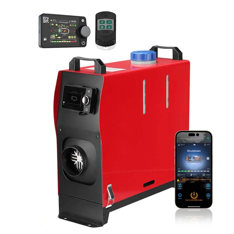 8KW 12V 24V Bluetooth, LCD e telecomando Riscaldatore d'aria diesel Riscaldatore diesel Riscaldatore di parcheggio a basso rumore per fabbrica di rimorchi camper all'interno