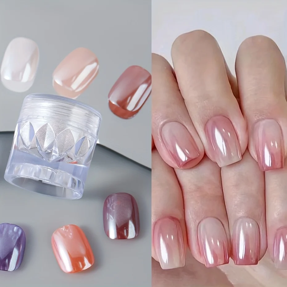 1 Piece of Nail Art Crystal Powder, Shiny Olga Sparkling Silver Nail Art Supplies | Shiny Surface | Unscented Pink Crystal Pearl Magic Mirror Powder Is a Must-Have Decoration for Nail Art.