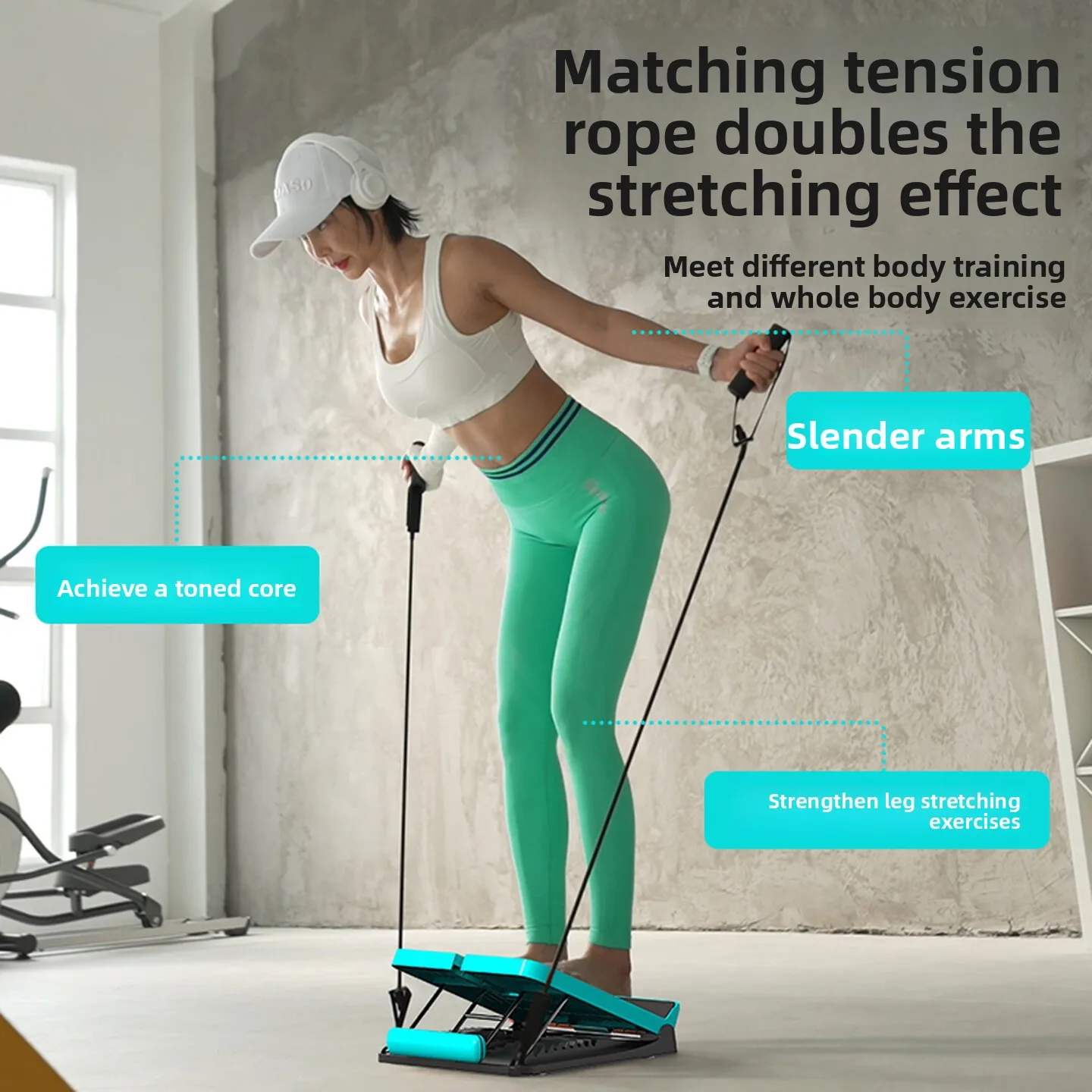 Calf Stretch Board with Resistance Rope Incline Slant Board Sit Up Assist Trainer for Leg Stretching Home Fitness 종아리 스트레칭 보드