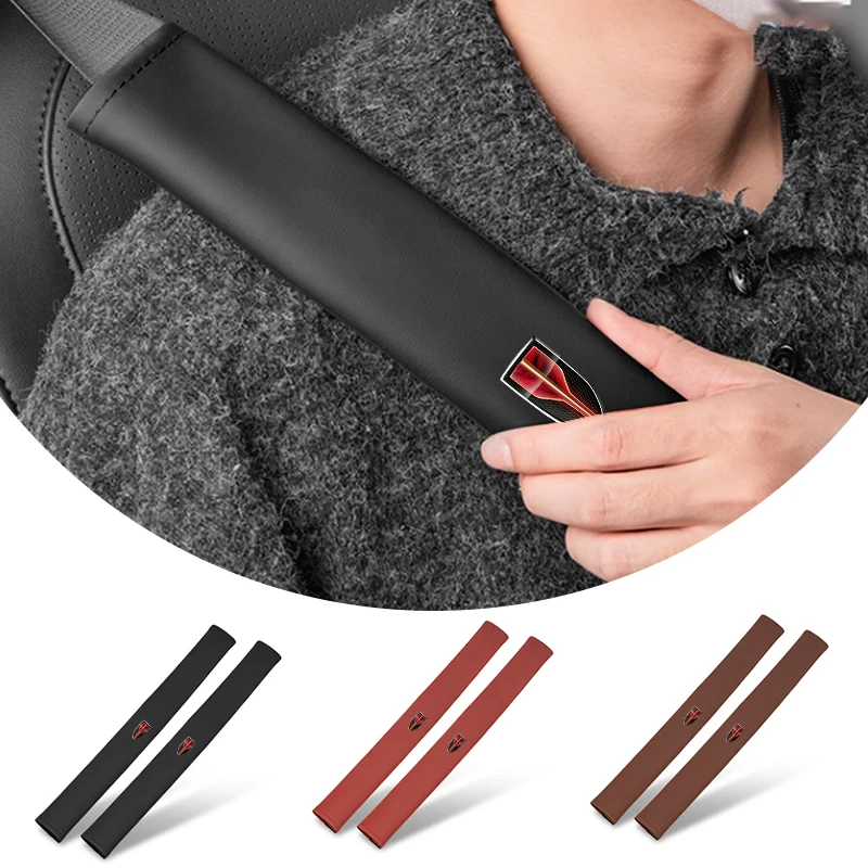 2pcs Car Safety Belt Shoulder Pads Leather Seat Belt Protector Cover For Hongqi H5 H6 H9 E-QM5 HS3 HS5 HS6 HS7 E-HS3 E-HS9 LS5