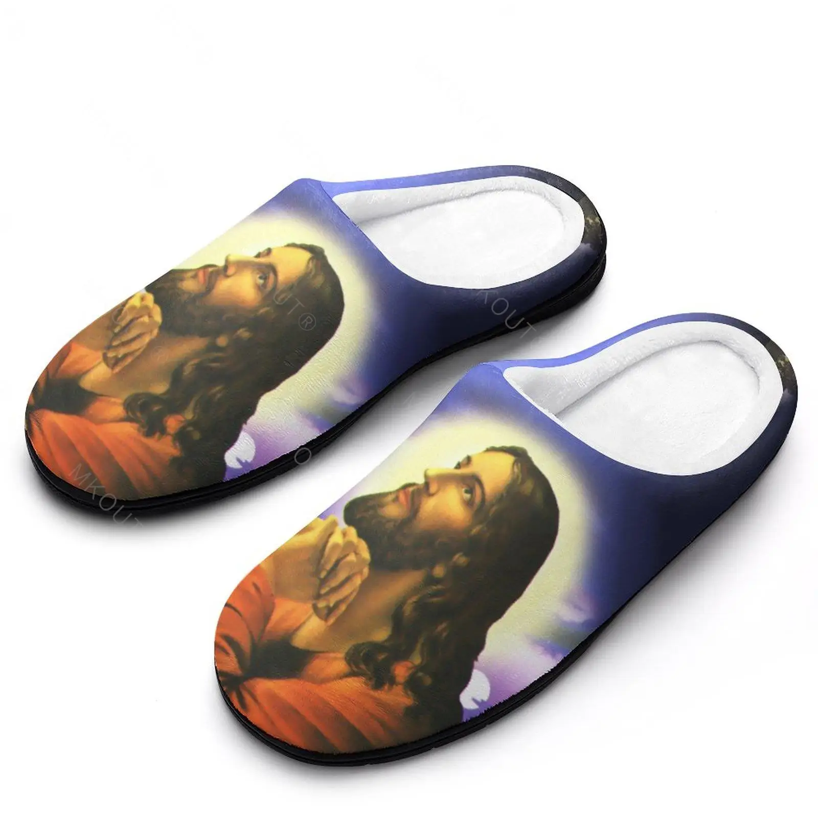 Winter Warm Slippers Jesus (9) Men Women Cotton Slides Non-Slip Couple Home  Flat Loafer Flip-flopCasual Shoes