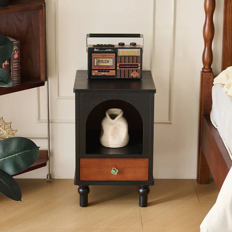 

French retro style solid wood bedside locker household bedroom small apartment bedside locker angola storage cabinet