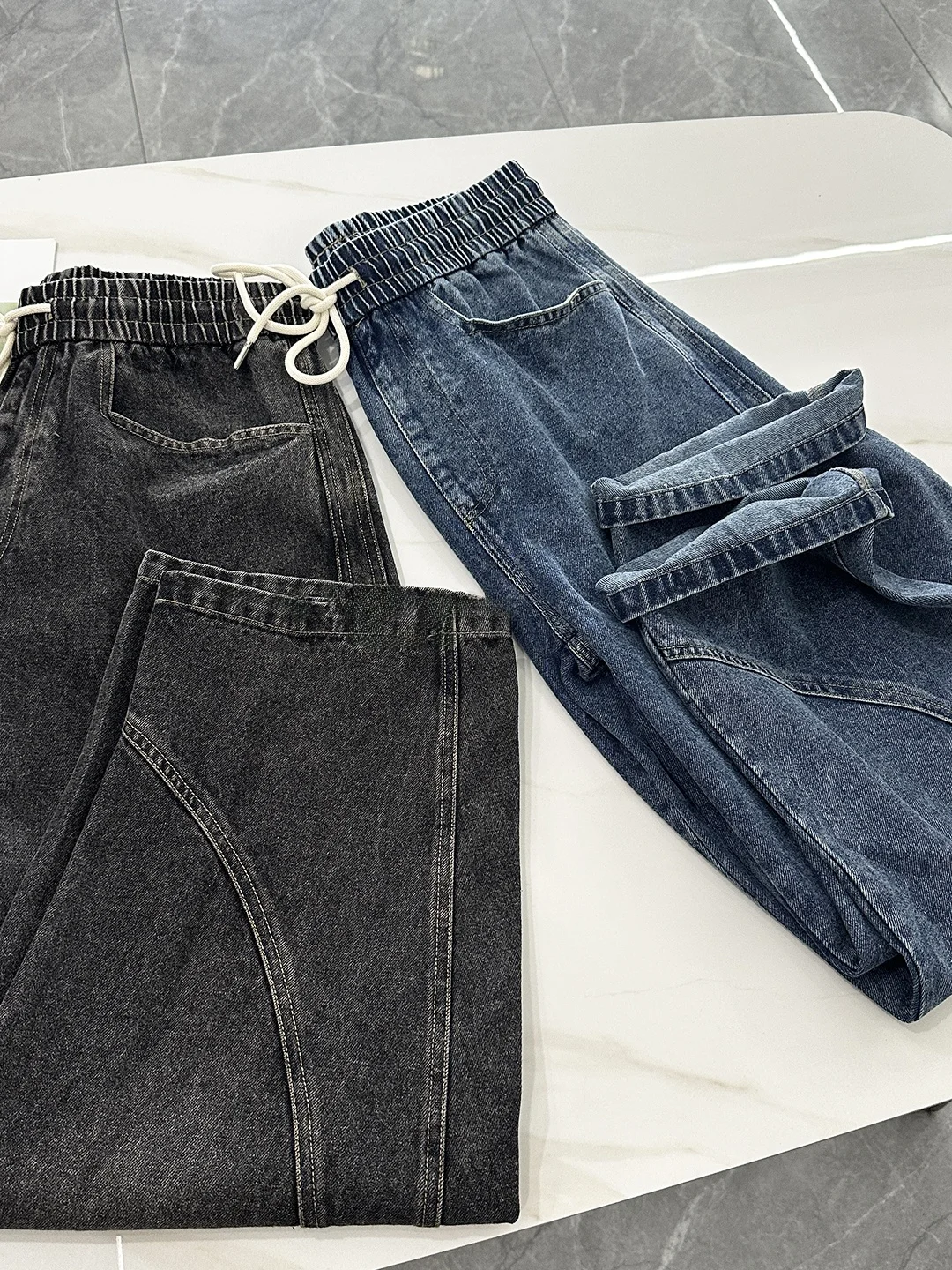 

Retro Japanese Sle Wide Leg Harajuku Casual Pants Men's Waed out Jeans Loose Fit Autumn Season Cotton Blend Fabric