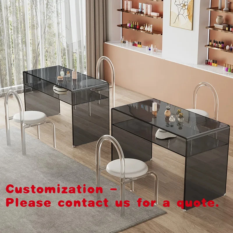 Customize.Fashion Light Luxury Modern Simple Acrylic Salon Furniture Tables Chairs Sets Nails Salon Furniture Manicure Table