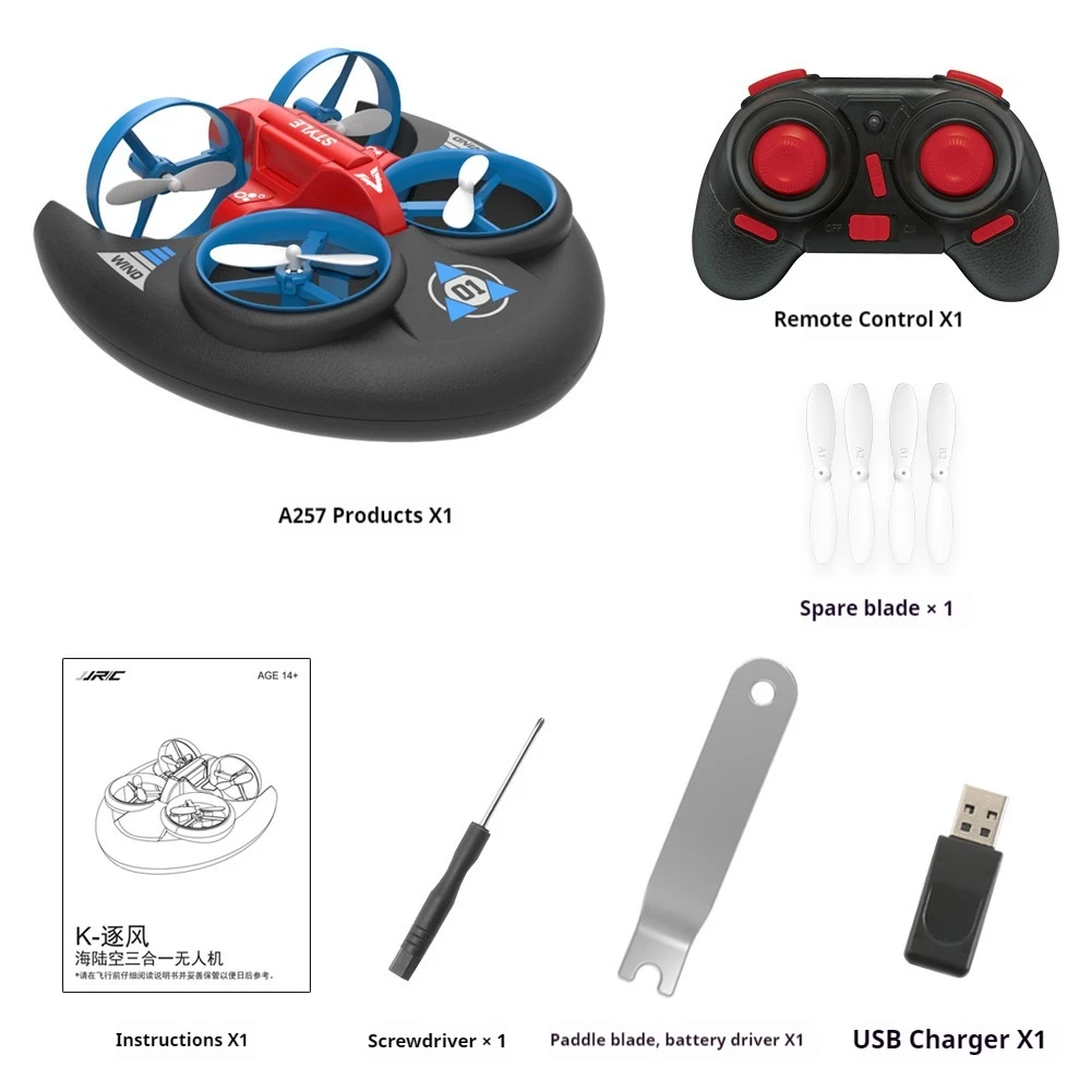 Jjrc 고도 홀드 3-In-1 Rc Quadcopter Water Land Air 미니 드론 장난감 원격 제어 항공기 어린이 성인 초보자 선물