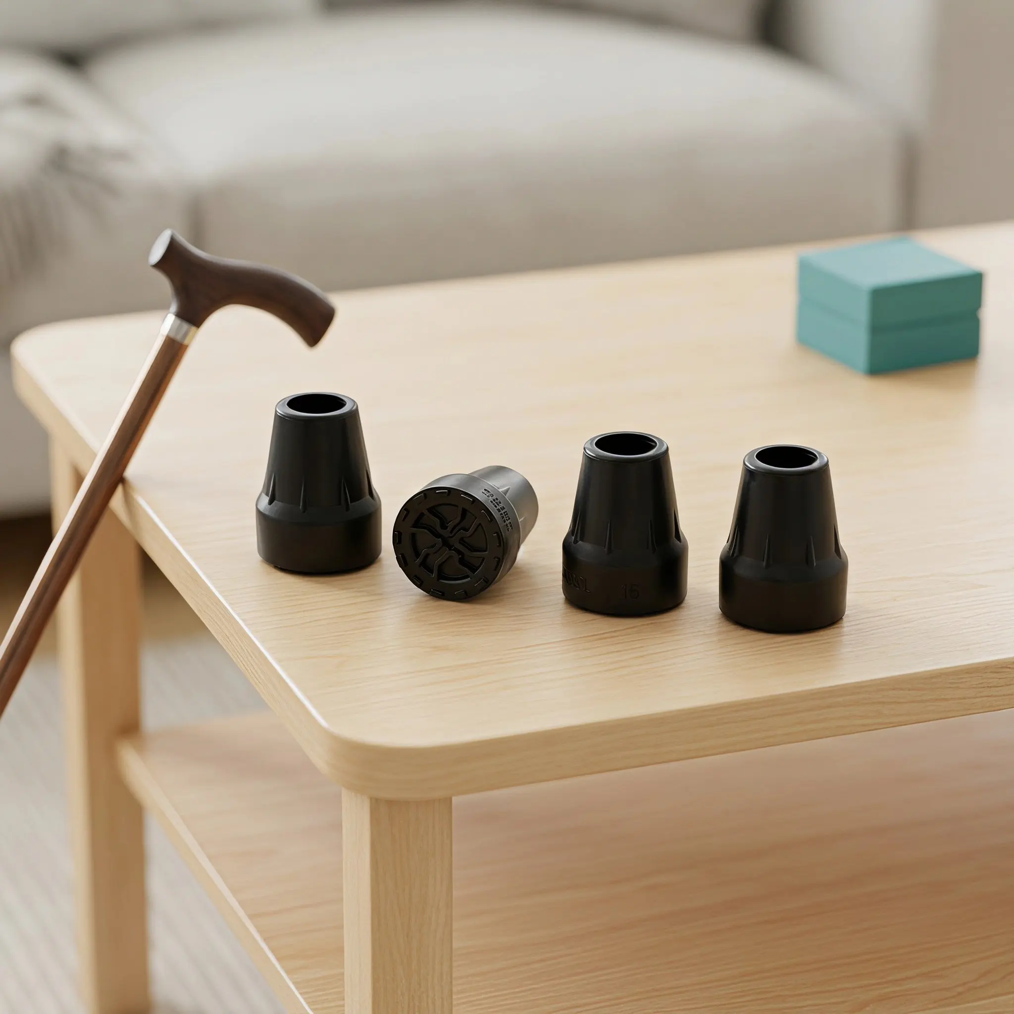 4Pcs Walking Stick Rubber Feet Replacement Thickened Cane Tips for Stability Safety Non-Slip Walking Cane Rubber Tip Replacement
